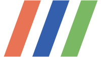 color pillars orange, royal blue and green slanted lines